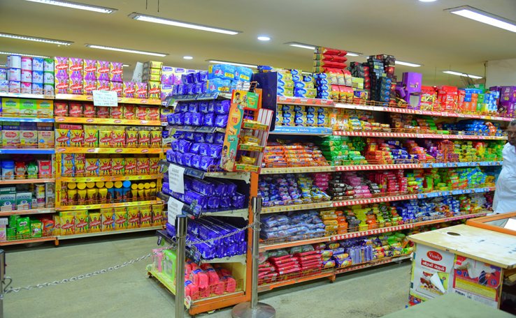 Well stocked snacks shelves