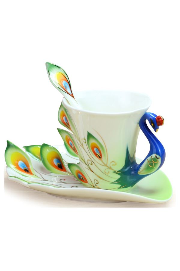 Peacock Tea Cup Set