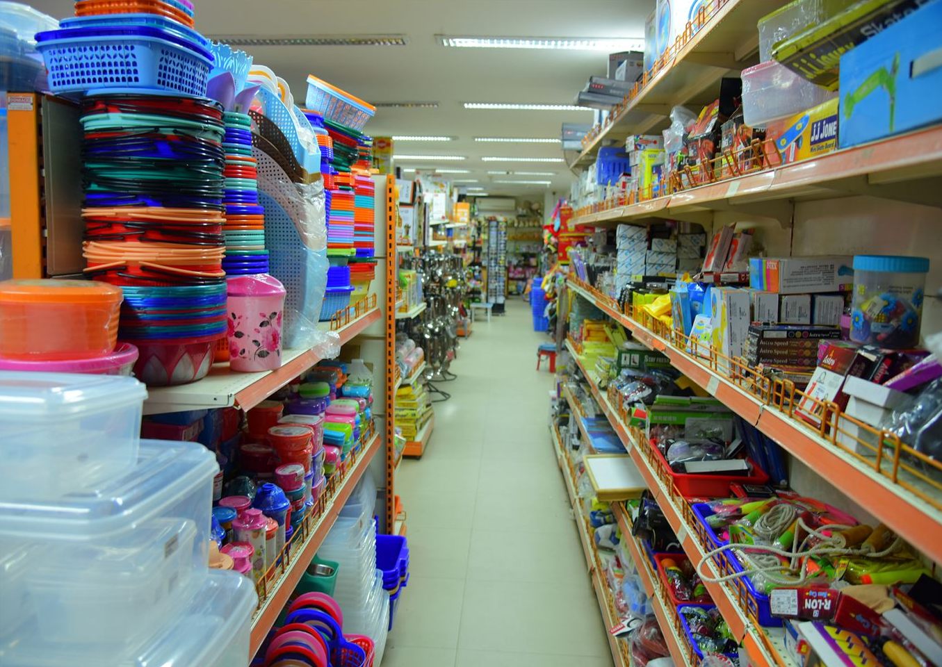 Plastic items aisle on the first floor